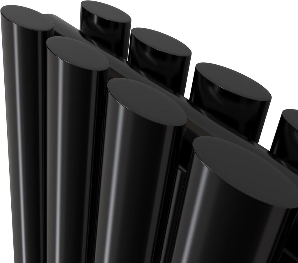 iBathUK Strata Vertical Column Radiator, Black Oval Double Panel Designer Radiator for Modern Heating, 1800 x 240 mm