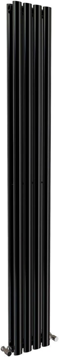 iBathUK Strata Vertical Column Radiator, Black Oval Double Panel Designer Radiator for Modern Heating, 1800 x 240 mm