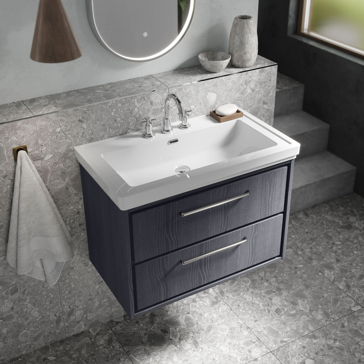 Old London Classique Components Fireclay Classic Basin 3 Tap Hole,  Premium Ceramic Wash Basin, White, 800mm