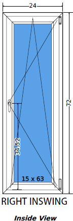 24"x72" Single Sash European uPVC Tilt and Turn Window