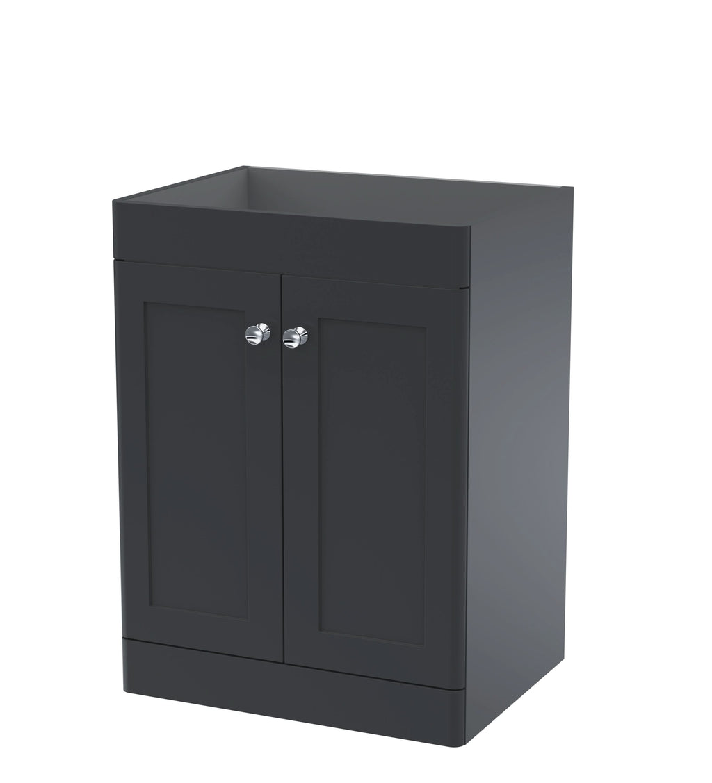 Hudson Reed Classique Components Floor Standing 2-Door Vanity Unit, Stylish Single Vanity Unit with Soft Close Doors, Soft Black, 600mm
