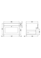 Hudson Reed Classique Components Wall Hung 1-Drawer Vanity Unit, Stylish Single Vanity Unit with Soft Close Drawer, Satin Grey, 600mm