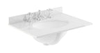 Old London Wall Mounted Marble Top Basin with 3 Tap Hole, Modern Round Ceramic Wash Basin with Countertop, Durable Bathroom Furniture in Premium White Finish, 600mm