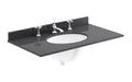 Old London Wall Mounted Marble Top Basin with 3 Tap Hole, Modern Round Ceramic Wash Basin with Countertop, Durable Bathroom Furniture in Premium Black Finish, 800mm