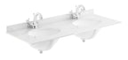 Old London Wall Mounted Double Bowl Marble Top Basin 1 Tap Hole, Twin Ceramic Wash Basins for Bathroom, Durable Bathroom Furniture in Premium White Finish, 1200mm