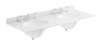 Old London Wall Mounted Double Bowl Marble Top Basin 3 Tap Hole, Twin Ceramic Wash Basins for Bathroom, Durable Bathroom Furniture in Premium White Finish, 1200mm
