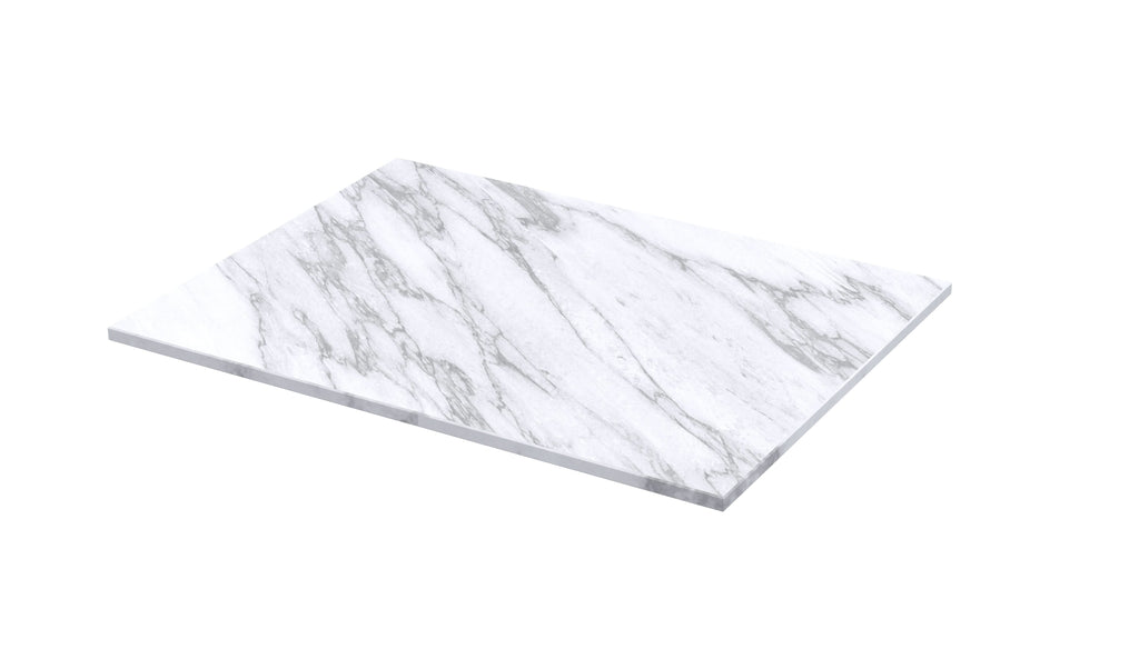 Hudson Reed Solid Surface Marble Top for Bathroom Furniture Units and Vessel Basins, Durable Natural Stone Finish for Modern Bathroom in Carrera Marble, 600mm