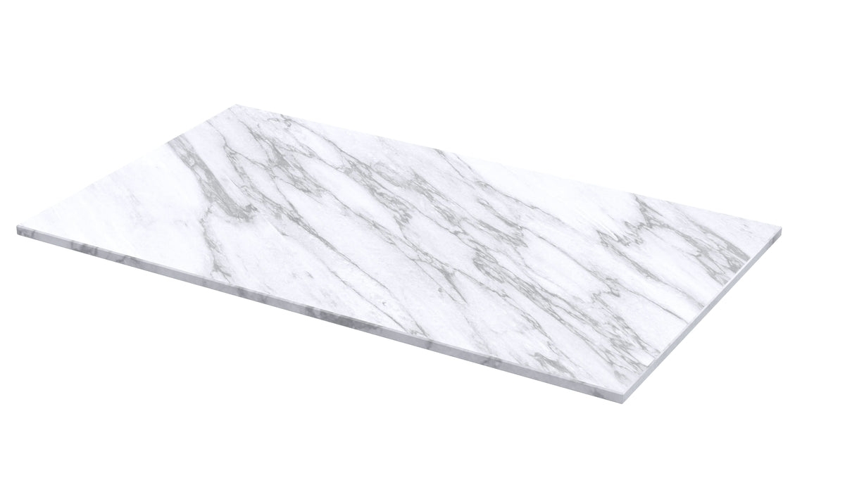 Hudson Reed Solid Surface Marble Top for Bathroom Furniture Units and Vessel Basins, Durable Natural Stone Finish for Modern Bathroom in Carrera Marble, 800mm