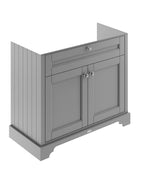 Old London Floor Standing Vanity Unit, Durable 2 Soft Close Door Sink Cabinet with Shelf, Traditional Bathroom Vanity Unit with Basin Storage in Matt Storm Grey, 1000mm