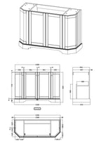 Old London Floor Standing Vanity Unit, Durable 4 Angled Door Sink Cabinet with Shelf, Traditional Bathroom Vanity Unit with Basin Storage in Matt Storm Grey, 1200mm