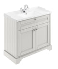 Old London Floor Standing Vanity Unit, Durable 2 Soft Close Door Sink Cabinet with Shelf, Traditional Bathroom Vanity Unit with Basin Storage in Timeless Sand, 1000mm