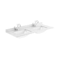 Old London Wall-Mounted Double Square Bowl Ceramic Basin 1 Tap Hole with Marble Work Top Bowl, Durable Wash Basin and Countertop for Modern Bathroom in White, 1200mm