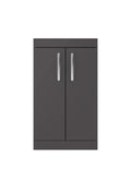 Hudson Reed Athena Floor Standing Vanity Unit, Durable Soft Close 2-Door, Modern Bathroom Cabinet Storage in Gloss Grey, 500mm