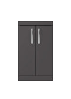 Hudson Reed Athena Floor Standing Vanity Unit, Durable Soft Close 2-Door, Modern Bathroom Cabinet Storage in Gloss Grey, 500mm