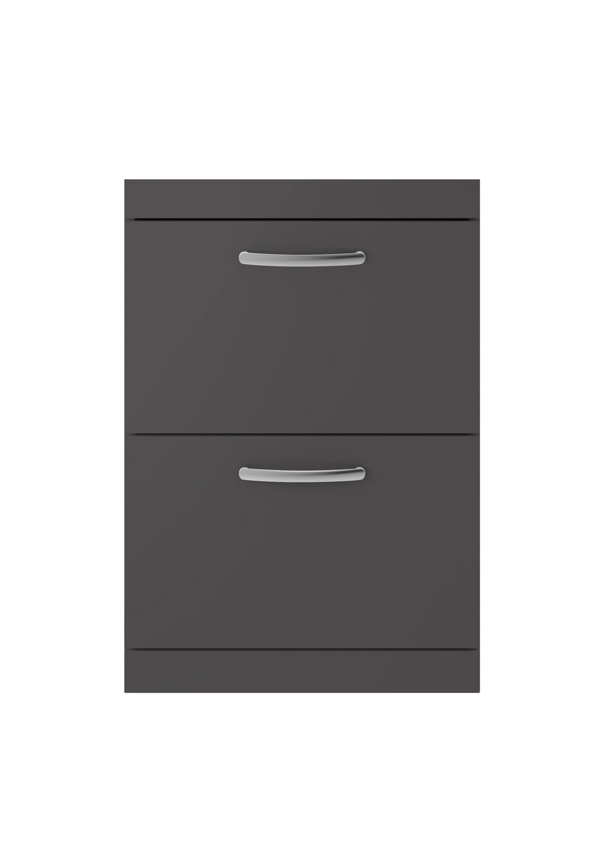 Hudson Reed Athena Floor Standing Vanity Unit, Durable Soft Close 2-Drawer, Modern Bathroom Cabinet Storage in Gloss Grey, 600mm