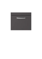Hudson Reed Athena Wall Hung Vanity Unit, Durable Soft Close Single Door, Modern Bathroom Cabinet Storage in Gloss Grey, 500mm