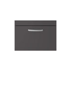 Hudson Reed Athena Wall Hung Vanity Unit, Durable Soft Close Single Door, Modern Bathroom Cabinet Storage in Gloss Grey, 600mm