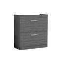 Hudson Reed Athena Floor Standing Vanity Unit, Durable 2 Soft Close Drawers Vanity in D Shape Handle with Storage for Modern Bathroom in Anthracite Woodgrain Finish, 800mm