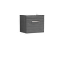 Hudson Reed Athena Wall Hung Vanity Unit, Durable Soft Close Drawer Vanity in D Shape Handle with Storage for Modern Bathroom in Anthracite Woodgrain Finish, 500mm