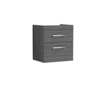 Hudson Reed Athena Wall Hung Vanity Unit, Durable 2 Soft Close Drawers Vanity in D Shape Handle with Storage for Modern Bathroom in Anthracite Woodgrain Finish, 500mm