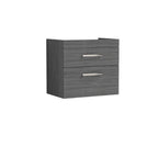 Hudson Reed Athena Wall Hung Vanity Unit, Durable 2 Soft Close Drawers Vanity in D Shape Handle with Storage for Modern Bathroom in Anthracite Woodgrain Finish, 600mm