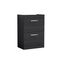 Hudson Reed Athena Floor Standing Vanity Unit, Durable 2 Soft Close Drawers Vanity in D Shape Handle with Storage for Modern Bathroom in Charcoal Black Woodgrain, 600mm