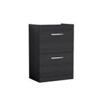 Hudson Reed Athena Floor Standing Vanity Unit, Durable 2 Soft Close Drawers Vanity in D Shape Handle with Storage for Modern Bathroom in Charcoal Black Woodgrain, 600mm