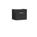 Hudson Reed Athena Wall Hung Vanity Unit, Durable Soft Close Drawer Vanity in D Shape Handle with Storage for Modern Bathroom in Charcoal Black Woodgrain, 500mm