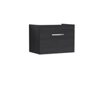 Hudson Reed Athena Wall Hung Vanity Unit, Durable Soft Close Drawer Vanity in D Shape Handle with Storage for Modern Bathroom in Charcoal Black Woodgrain, 600mm