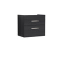 Hudson Reed Athena Wall Hung Vanity Unit, Durable 2 Soft Close Drawers Vanity in D Shape Handle with Storage for Modern Bathroom in Charcoal Black Woodgrain, 600mm