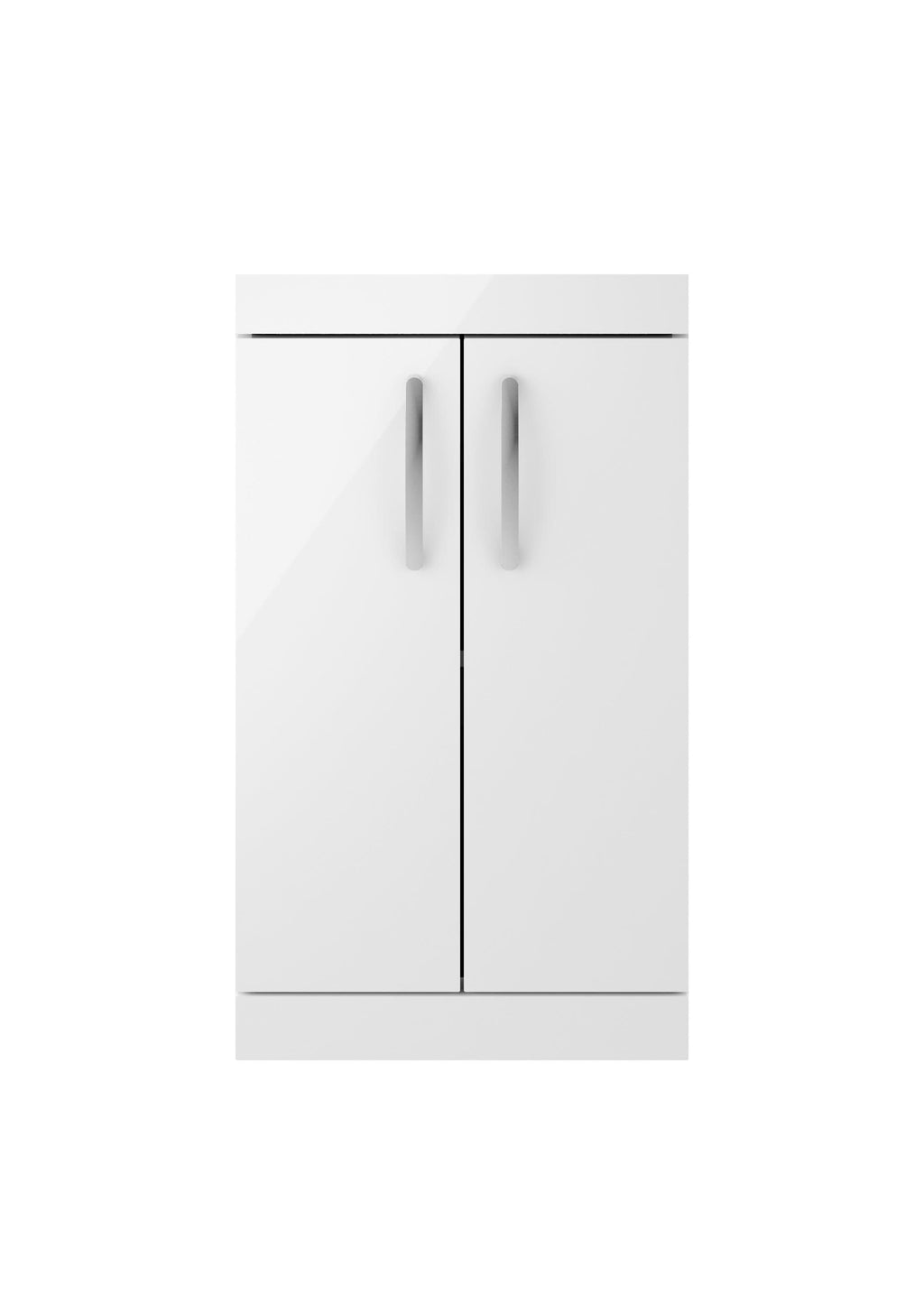 Hudson Reed Athena Floor Standing Vanity Unit, Durable 2 Soft Close Doors Vanity in D Shape Handle with Storage for Modern Bathroom in Gloss White Finish, 500mm