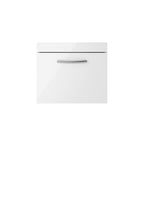 Hudson Reed Athena Wall Hung Vanity Unit, Durable Soft Close Drawer Vanity in D Shape Handle with Storage for Modern Bathroom in Gloss White Finish, 500mm