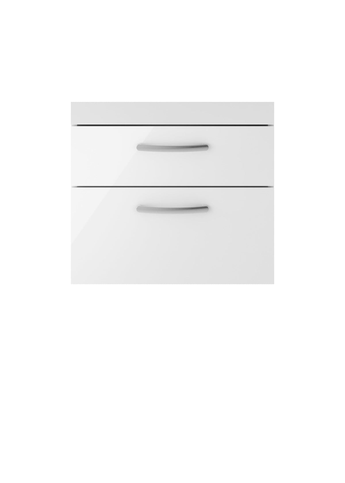 Hudson Reed Athena Wall Hung Vanity Unit, Durable 2 Soft Close Drawers Vanity in D Shape Handle with Storage for Modern Bathroom in Gloss White Finish, 600mm