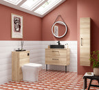 Hudson Reed Arno Vanity Unit Worktop, Textured Woodgrain Bathroom Sink Vanity Unit Top in Bleached Oak, 805 x 390 x 18mm