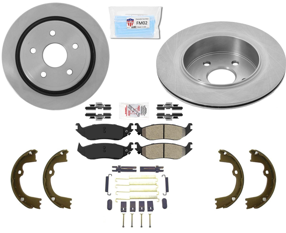 Rear Premium Disc Brake Rotors Pads Hardware Fits for 2006-2018 Ram 1500