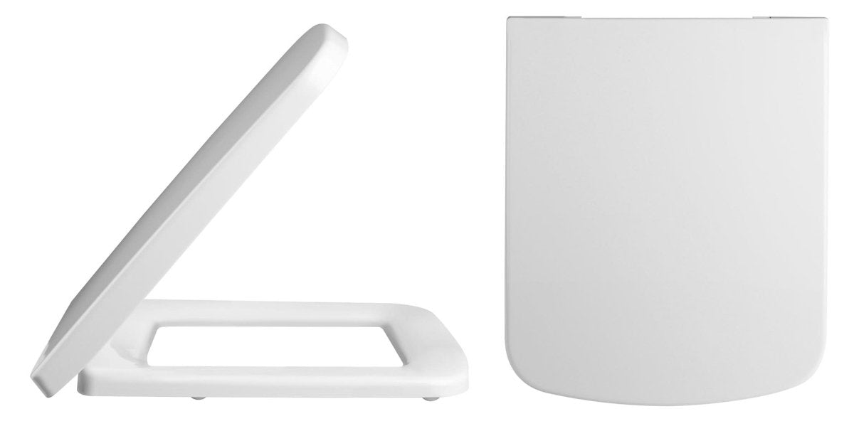 Hudson Reed Ambrose Square Soft Close Seat, Modern Toilet Seat for Square Toilets, Top Fix Hinges, White
