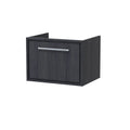 Hudson Reed Lille Wall Hung Single Drawer Vanity Unit, Durable Soft Close Drawer for Modern Bathroom Furniture in Graphite Grey Woodgrain Textured Finish, 600mm