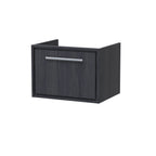 Hudson Reed Lille Wall Hung Single Drawer Vanity Unit, Durable Soft Close Drawer for Modern Bathroom Furniture in Graphite Grey Woodgrain Textured Finish, 600mm