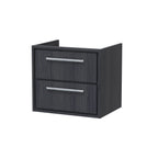 Hudson Reed Lille Wall Hung Double Drawer Vanity Unit, Durable Soft Close Drawer for Modern Bathroom Furniture in Graphite Grey Woodgrain Textured Finish, 600mm