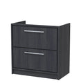 Hudson Reed Lille Floor Standing Double Drawer Vanity Unit, Durable Soft Close Drawer for Modern Bathroom Furniture in Graphite Grey Woodgrain Textured Finish, 800mm
