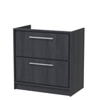 Hudson Reed Lille Floor Standing Double Drawer Vanity Unit, Durable Soft Close Drawer for Modern Bathroom Furniture in Graphite Grey Woodgrain Textured Finish, 800mm