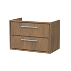 Hudson Reed Lille Wall Hung Double Drawer Vanity Unit, Durable Soft Close Drawer for Modern Bathroom Furniture in Antique Oak Finish, 800mm