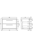 Hudson Reed Lille Wall Hung Double Drawer Vanity Unit, Durable Soft Close Drawer for Modern Bathroom Furniture in Antique Oak Finish, 800mm
