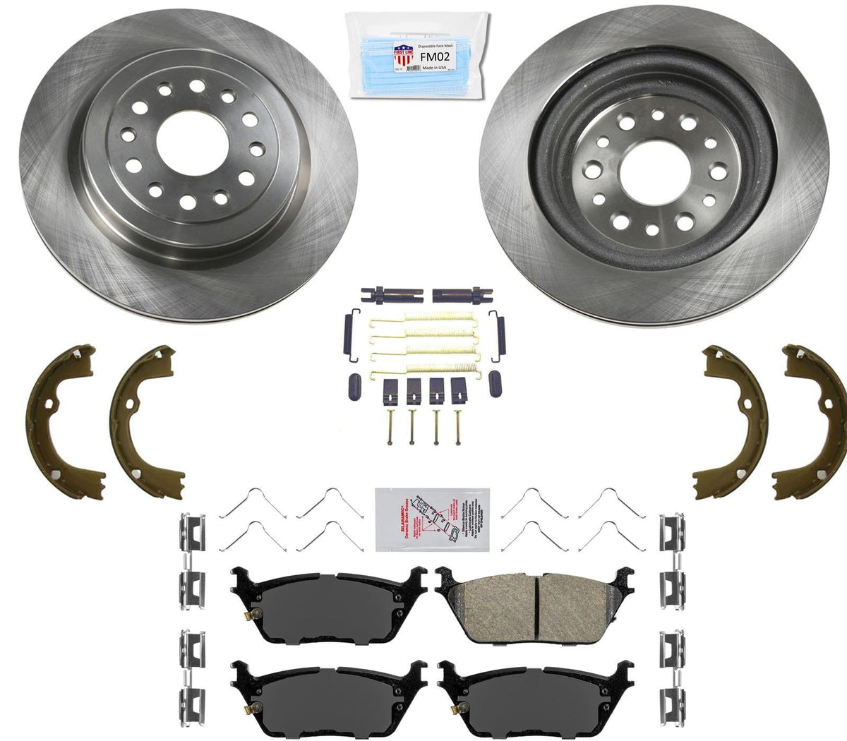 Rear Coated Disc Brake Rotors Pads Hardware Fits for 2019-2021 Ram 1500