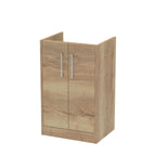 Hudson Reed Juno Floor Standing Vanity Unit, Durable 2 Soft Close Door with D Shape Handle Cabinet for Compact Bathroom in Autumn Oak Textured Woodgrain Finish, 500mm
