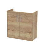Hudson Reed Juno Floor Standing Vanity Unit, Durable 2 Soft Close Door with D Shape Handle Cabinet for Compact Bathroom in Autumn Oak Textured Woodgrain Finish, 800mm
