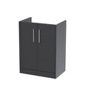 Hudson Reed Juno Floor Standing Vanity Unit, Durable 2 Soft Close Door with D Shape Handle Cabinet for Compact Bathroom in Graphite Grey Textured Woodgrain Finish, 600mm