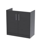 Hudson Reed Juno Floor Standing Vanity Unit, Durable 2 Soft Close Door with D Shape Handle Cabinet for Compact Bathroom in Graphite Grey Textured Woodgrain Finish, 800mm