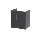 Hudson Reed Juno Wall Hung Vanity Unit, Durable 2 Soft Close Door with D Shape Handle Cabinet for Compact Bathroom in Graphite Grey Textured Woodgrain Finish, 500mm