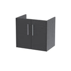 Hudson Reed Juno Wall Hung Vanity Unit, Durable 2 Soft Close Door with D Shape Handle Cabinet for Compact Bathroom in Graphite Grey Textured Woodgrain Finish, 600mm